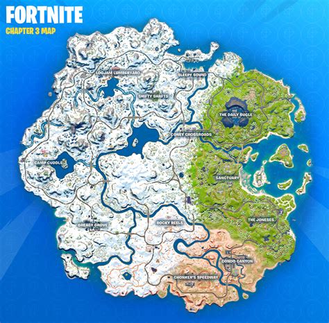 Fortnite map – Chapter 3 Season 1 Update Tilted。